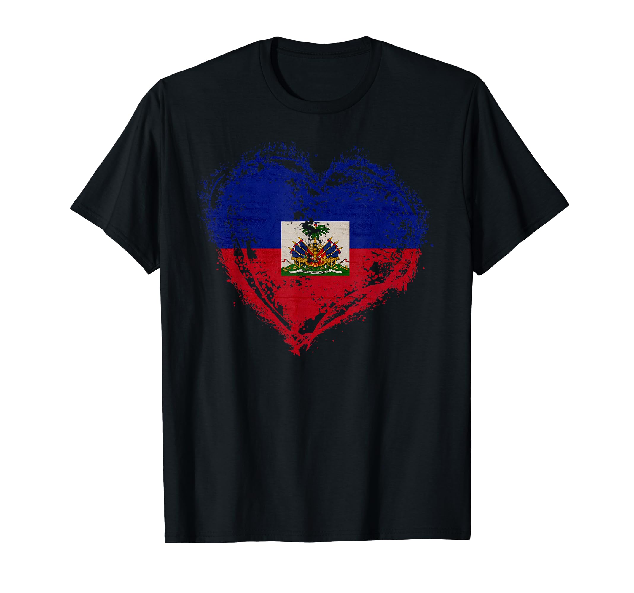 Vintage Haiti Heart Shape Haitian Flag Stylish Design T-Shirt