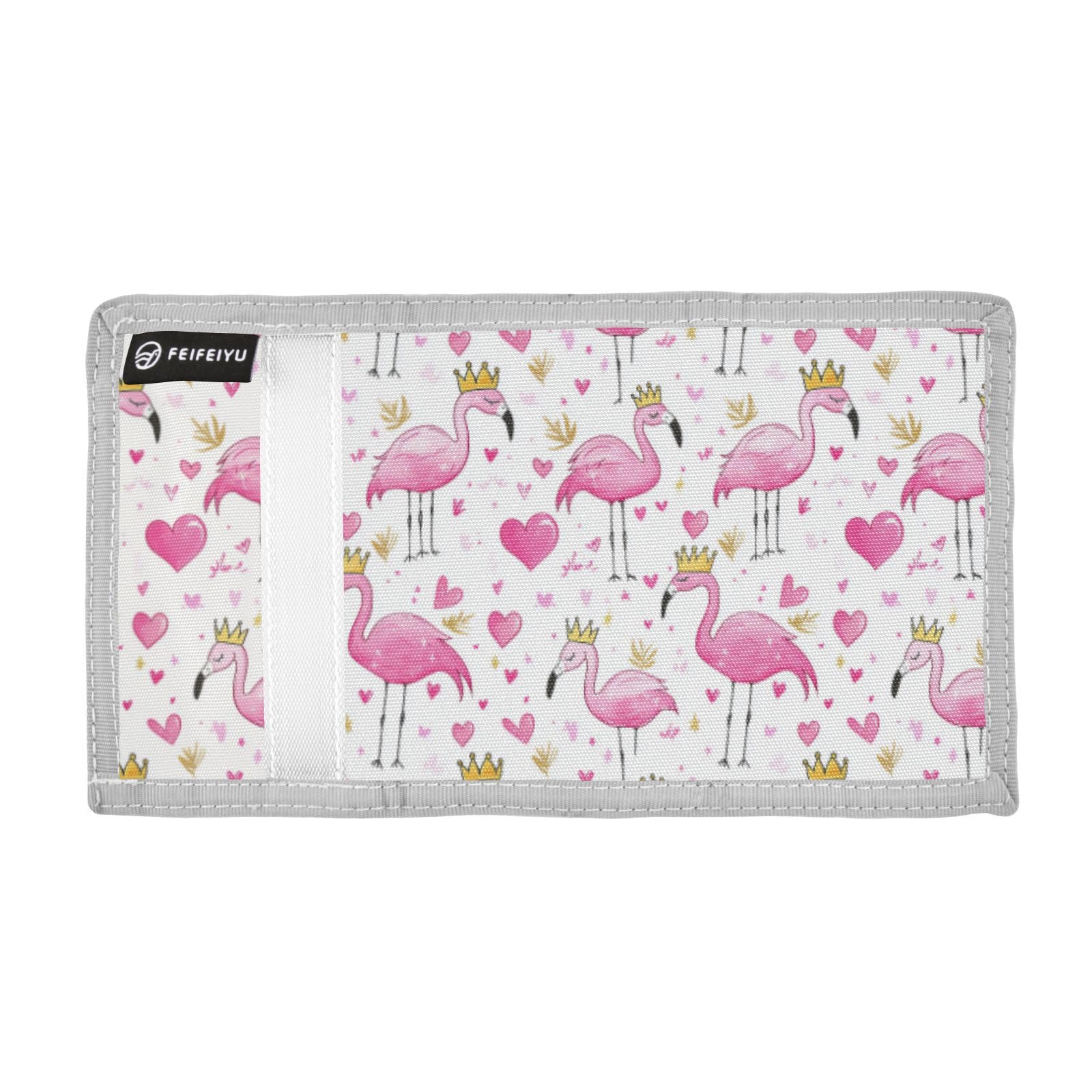 Wusikd Pink Flamingos Kids Wallet for Boys Girls Crowns Toddler Trifold Wallet Novelty Wallet for Teens Women Men