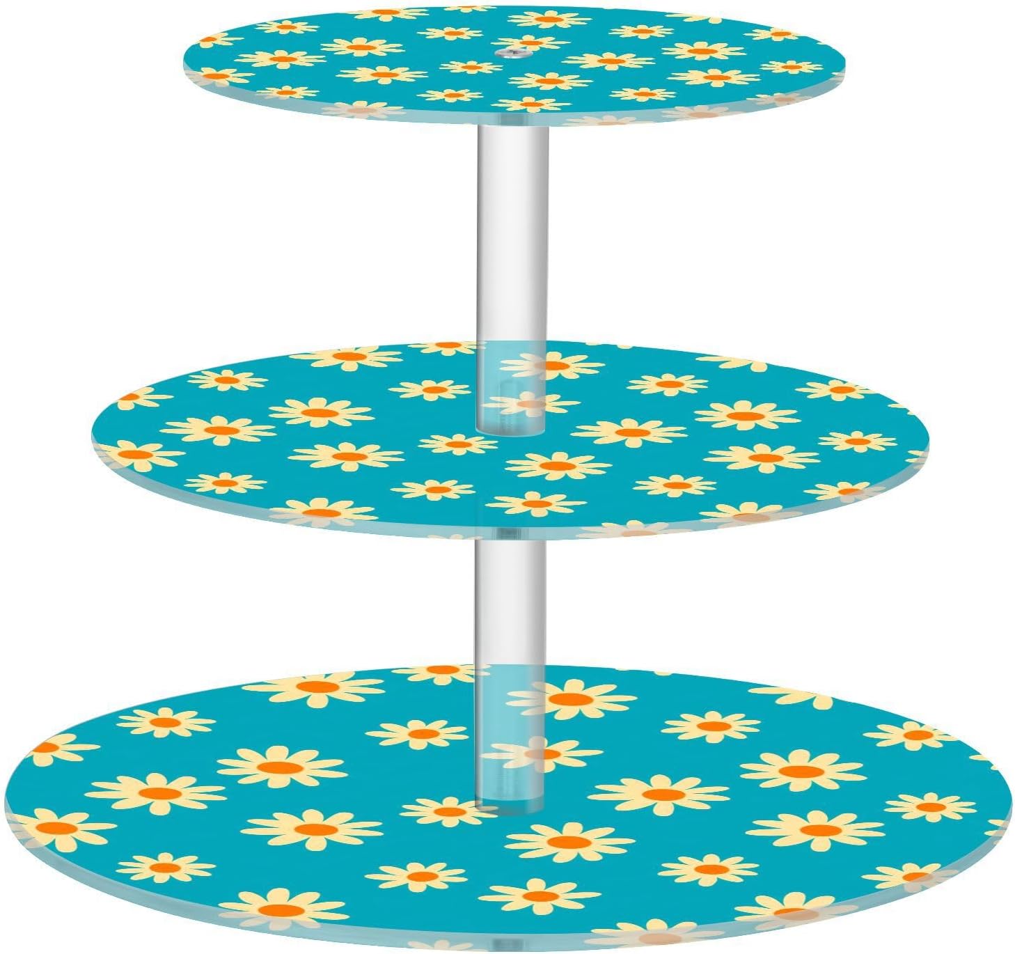 Flowers Floral 3 Tier Acrylic Cupcake Stand, Cupcake Stand for 34 Cupcakes for Weddings, Christmas,Holidays,Parties,Birthday,Printed Cupcake Tower 23300463