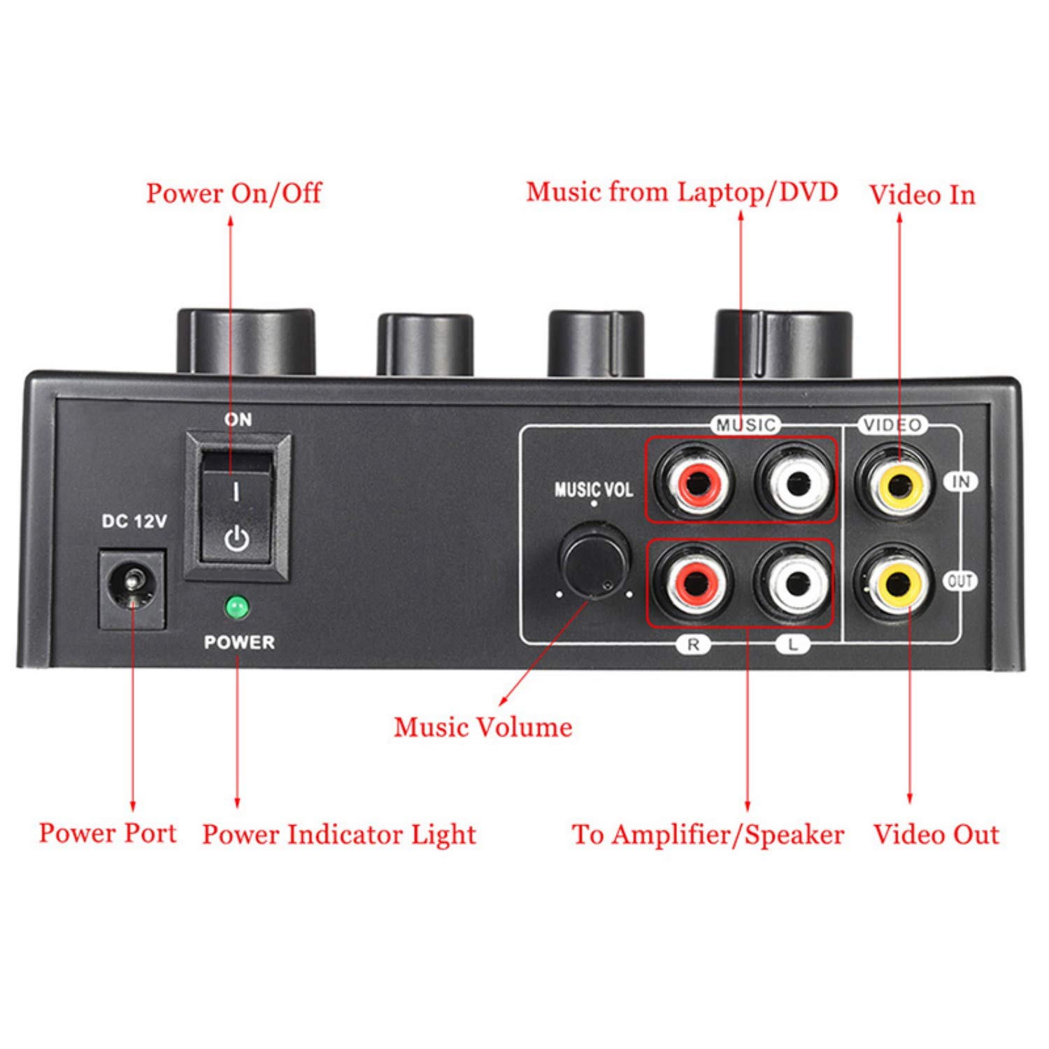 Portable Dual Mic Input Audio Mixer Audio per Amplificatore E Microfono Karaoke Ok Mixer Nero Spina Europea