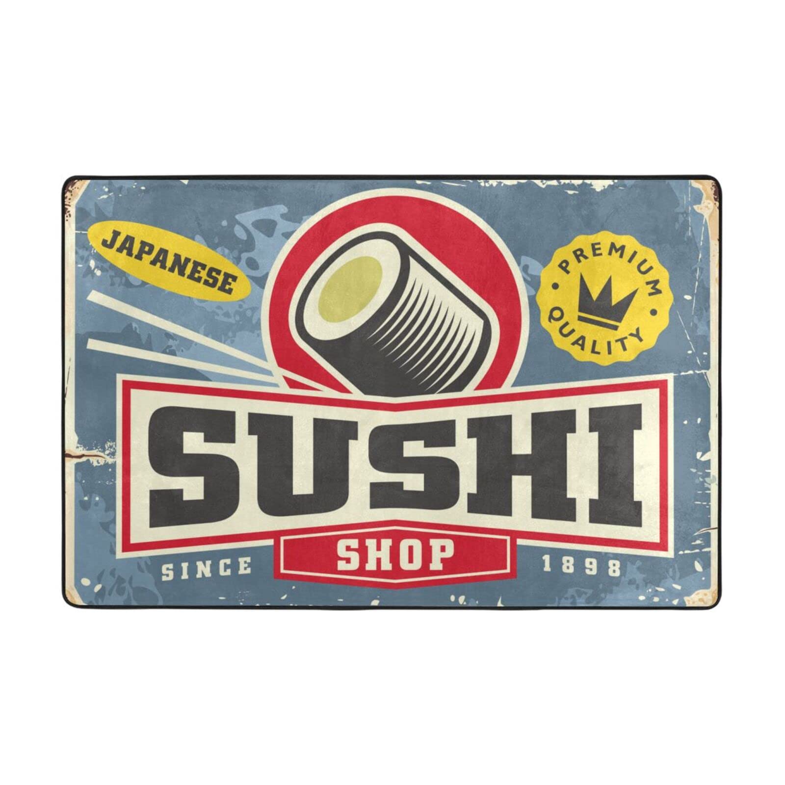 Amazon.co.jp: ラグ ラグマット 寿司 すし ポスター レトロ sushi