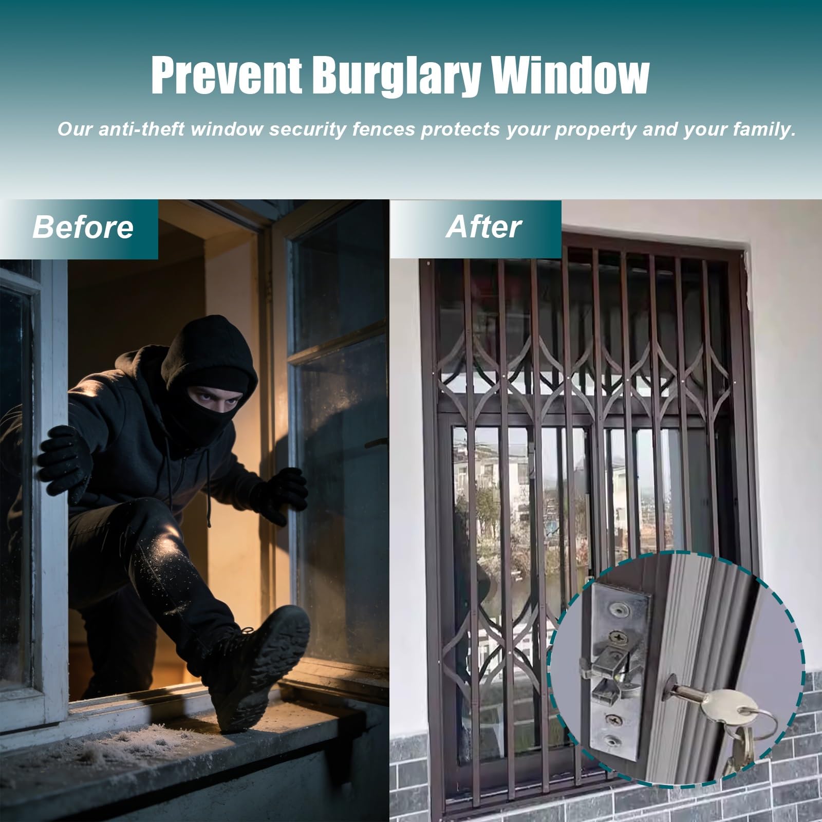 Genérico Puerta de Seguridad retráctil para Puertas y Ventanas correderas, Barrera de Aluminio Resistente a Ladrones, Protege Perros y Gatos, diseño Duradero, solución de Seguridad para el hogar