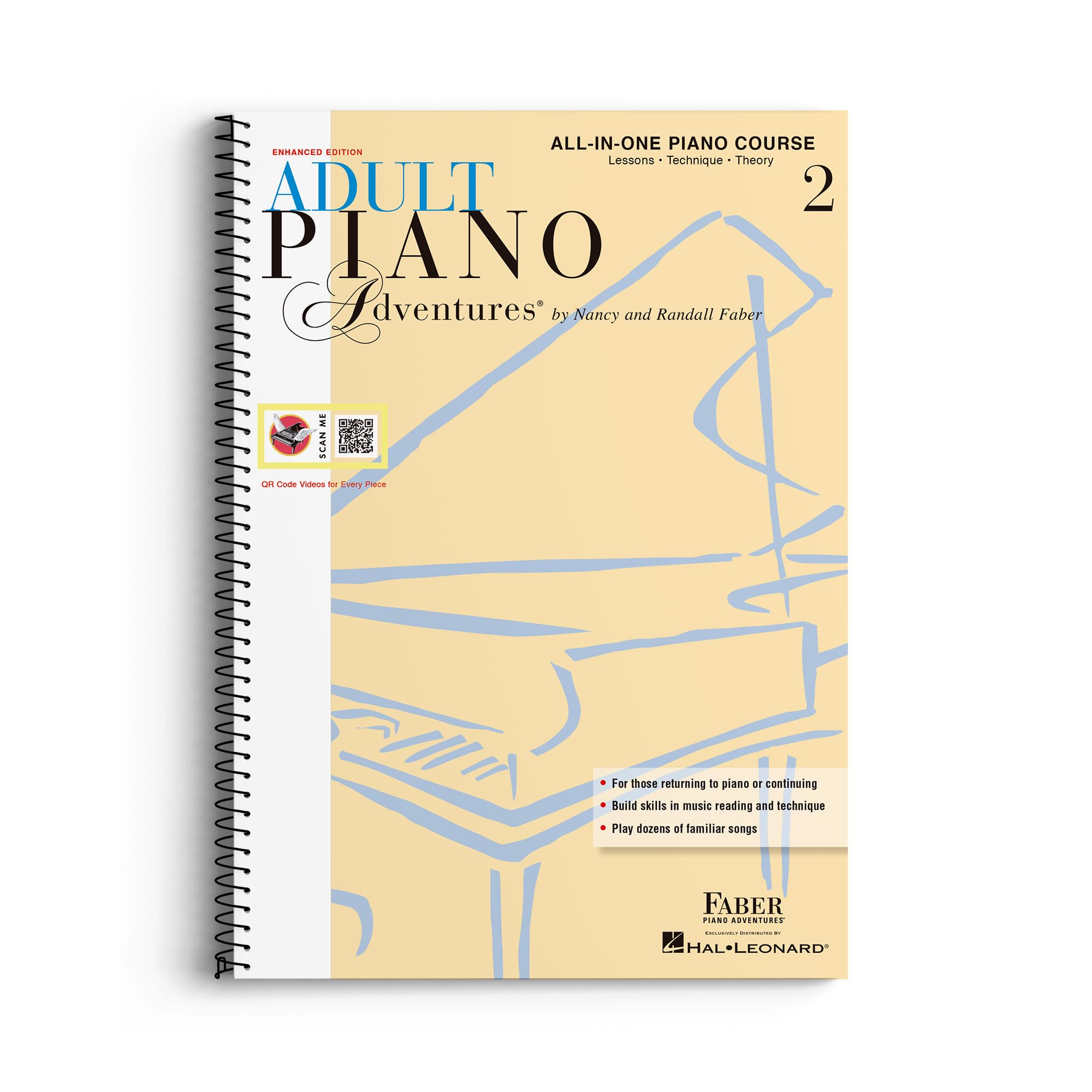 Adult Piano Adventures: All-in-One Piano Course - Book 2 | Early Intermediate Piano Method with Online Audio | Songbook with Sheet Music and Theory for Adults | Faber Piano Book for Chord Playing