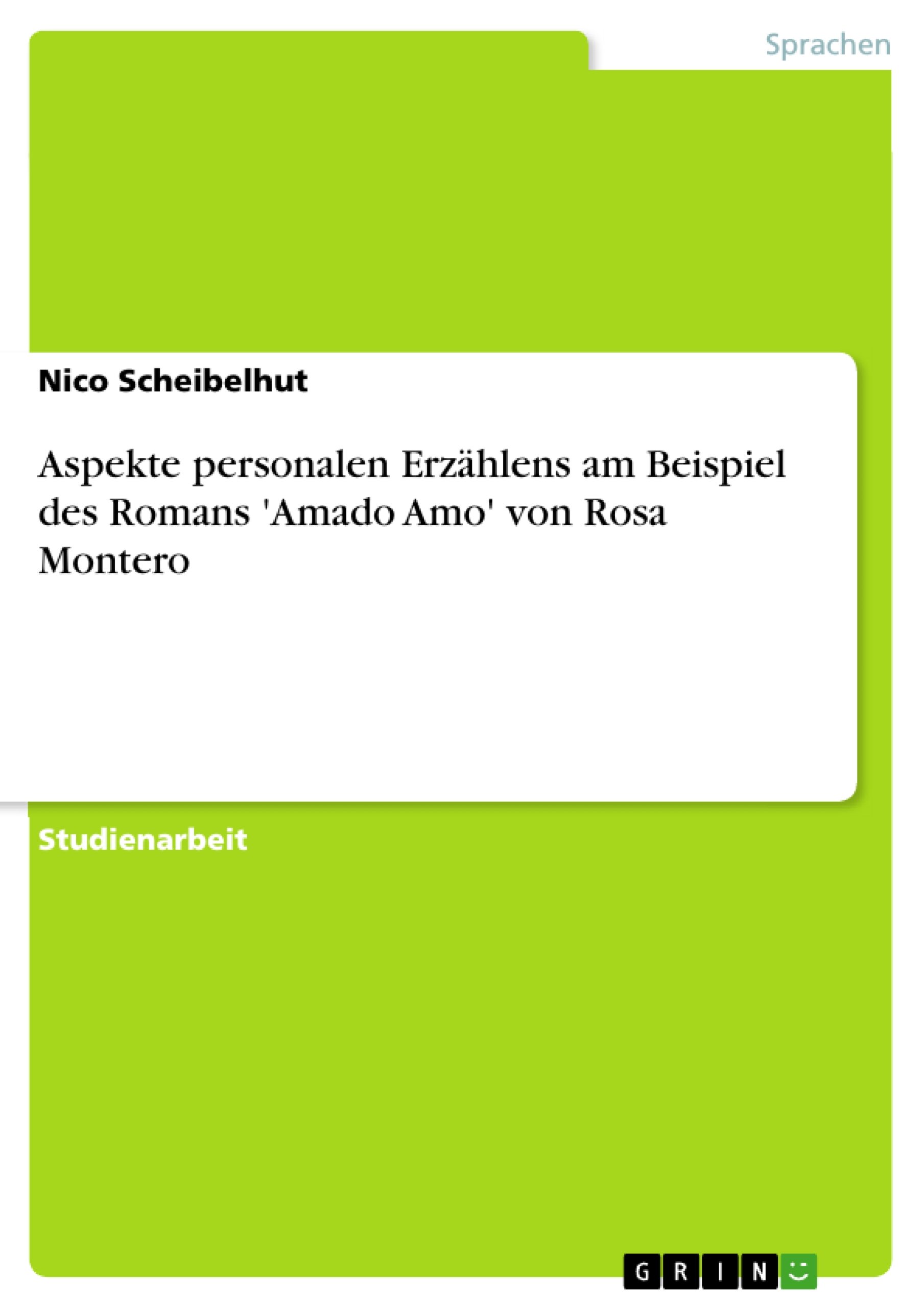 Aspekte personalen Erzählens am Beispiel des Romans 'Amado Amo' von Rosa Montero (German Edition)