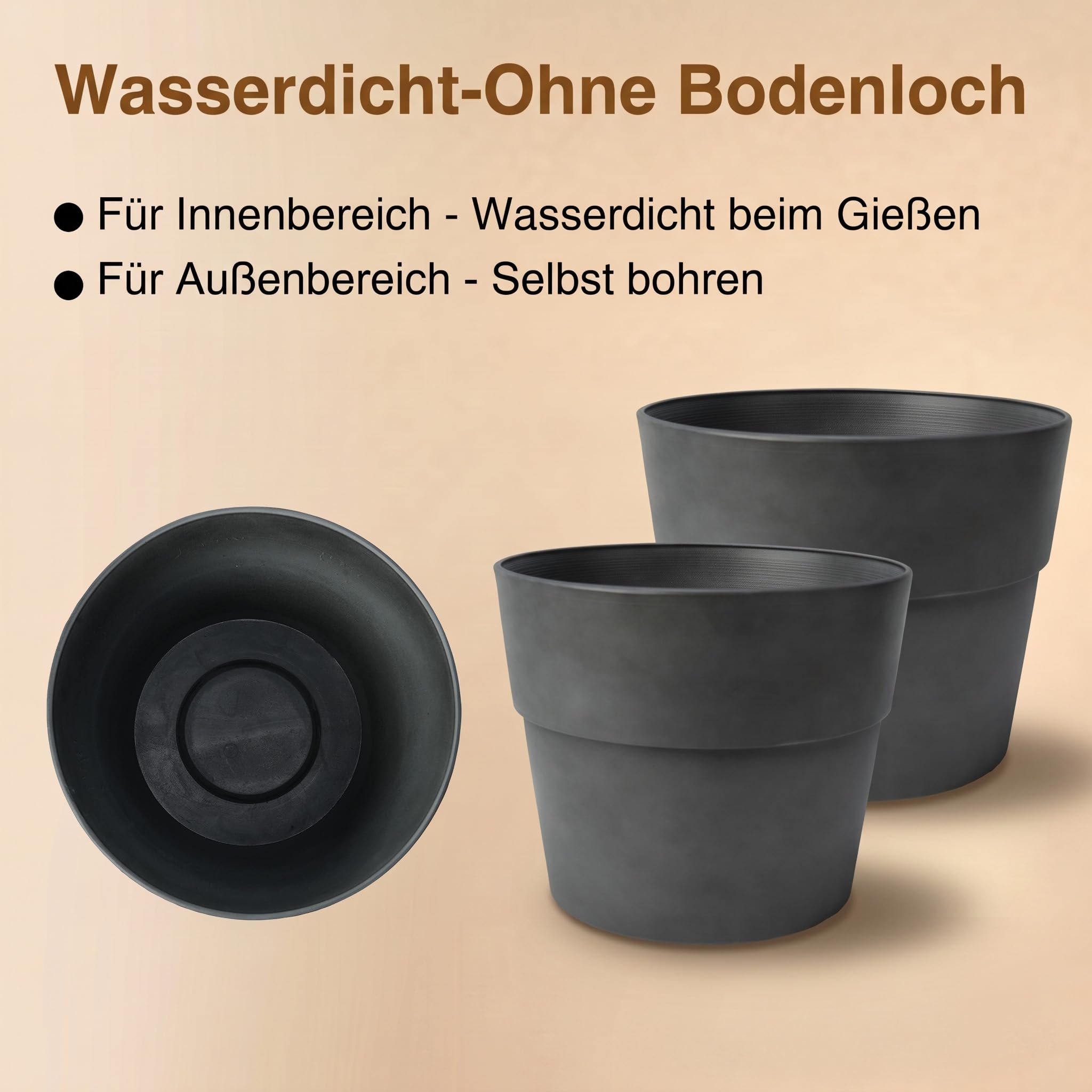 Zedelmaier 2er-Set Blumentöpfe Outdoor, wetterfest, 34,5 cm, Steingrau | Dickwandige Übertöpfe, stabil & standfest, matte Betonoptik, Blumentopf außen für Balkon, Terrasse, Garten & Hauseingang