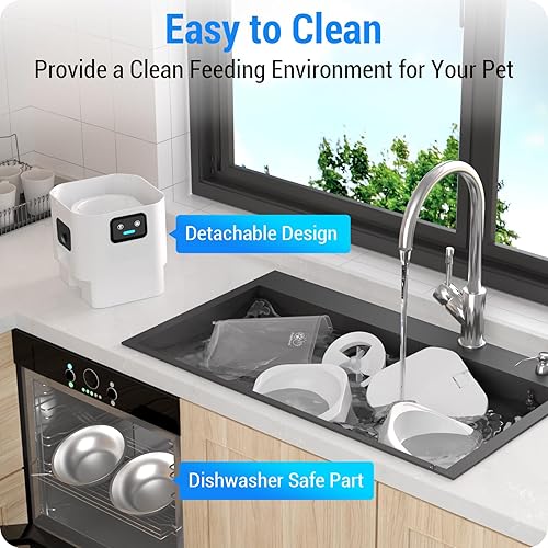 Miniatura 9 de Comedero automático para gatos 5G WiFi con dos cámaras HD alimentador automático para perros de 7 litros con visión nocturna, dispensador automático