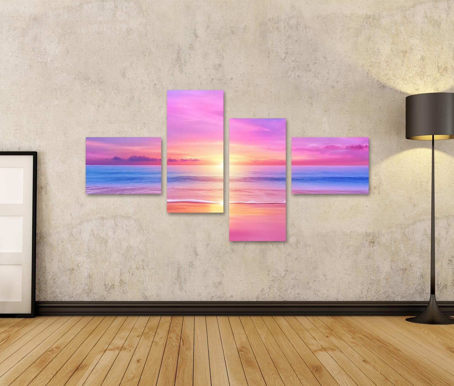 islandburner Bild auf Leinwand Farbenfroher Sonnenuntergang am Meer Bilder Wandbilder Poster