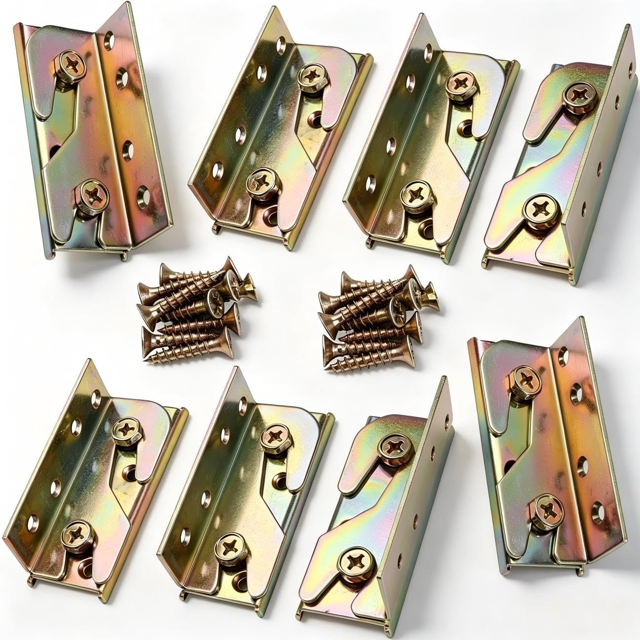 8 Sets Bed Rail Brackets,Heavy Duty Bed Frame Brackets Bed with Screws