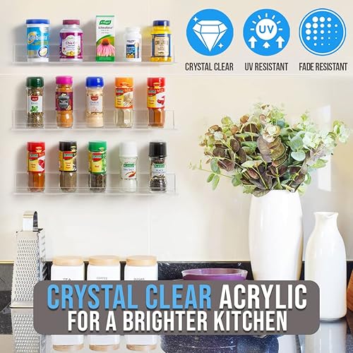 Miniatura 6 de El organizador de especias de acrílico "invisible". El organizador de hierbas y especias perfecto para la cocina Estantes flotantes amurados a la