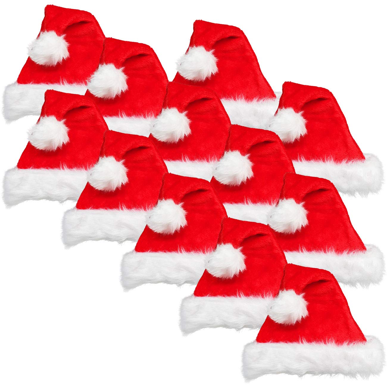 Ciffre 12er Set WEIHNACHTSMÜTZE NIKOLAUSMÜTZE PLÜSCH DICKER FELLRAND für alle KOPFGRÖßEN Erwachsene und Kinder