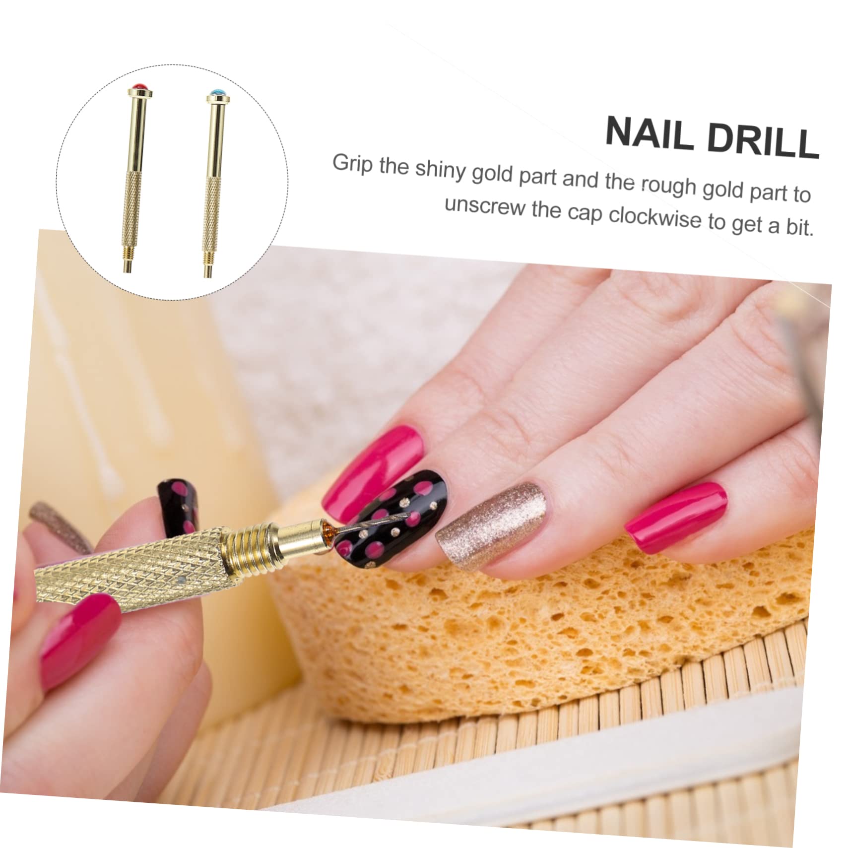 Mikinona Nail Drill Bits for Jewelry Nail Art Hand Drills Portable Random Color