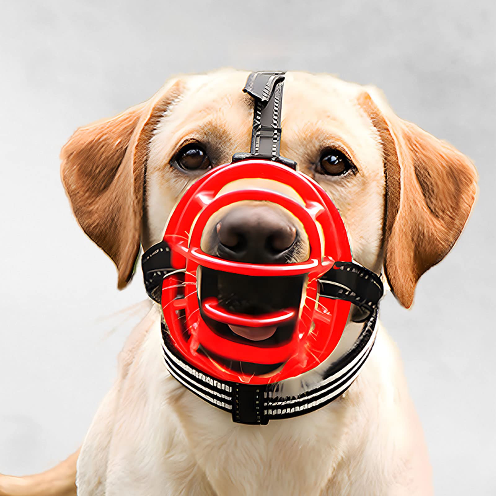 Hondenmuilkorf, muilkorf van harsrubber voor honden, ademende mondkap en verstelbare riemen, ademend veiligheidsreflecterend ontwerp, gebruikt voor bijten, blaffen en kauwen.-red|S