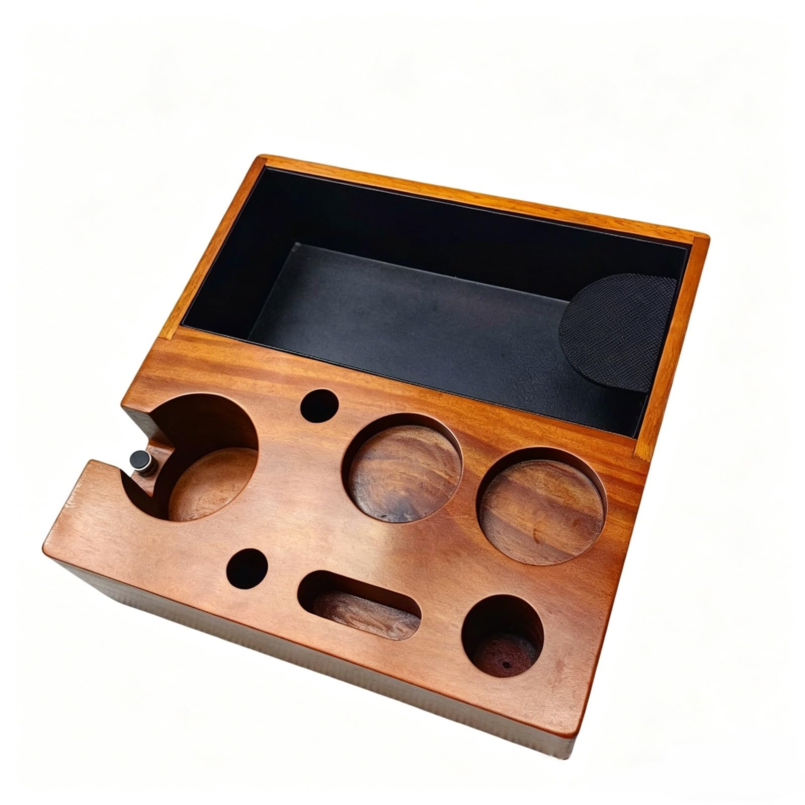 Knock Box - Stazione di pressatura del caffè in legno di noce, design ergonomico con base antiscivolo, scatola di compressione per manici da 51 mm, 53 mm e 58 mm, ideale per casa, ufficio e bar (53 mm