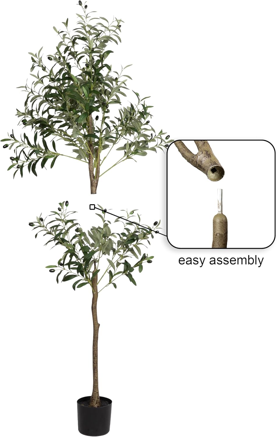 Kate and Laurel Oliveira Modern Faux Olive Tree, 5 FT, Potted Artificial Olive Plant Tree Indoor with Realistic Foliage and Additional Decorative Moss, Fake Plant for Living Room Decor