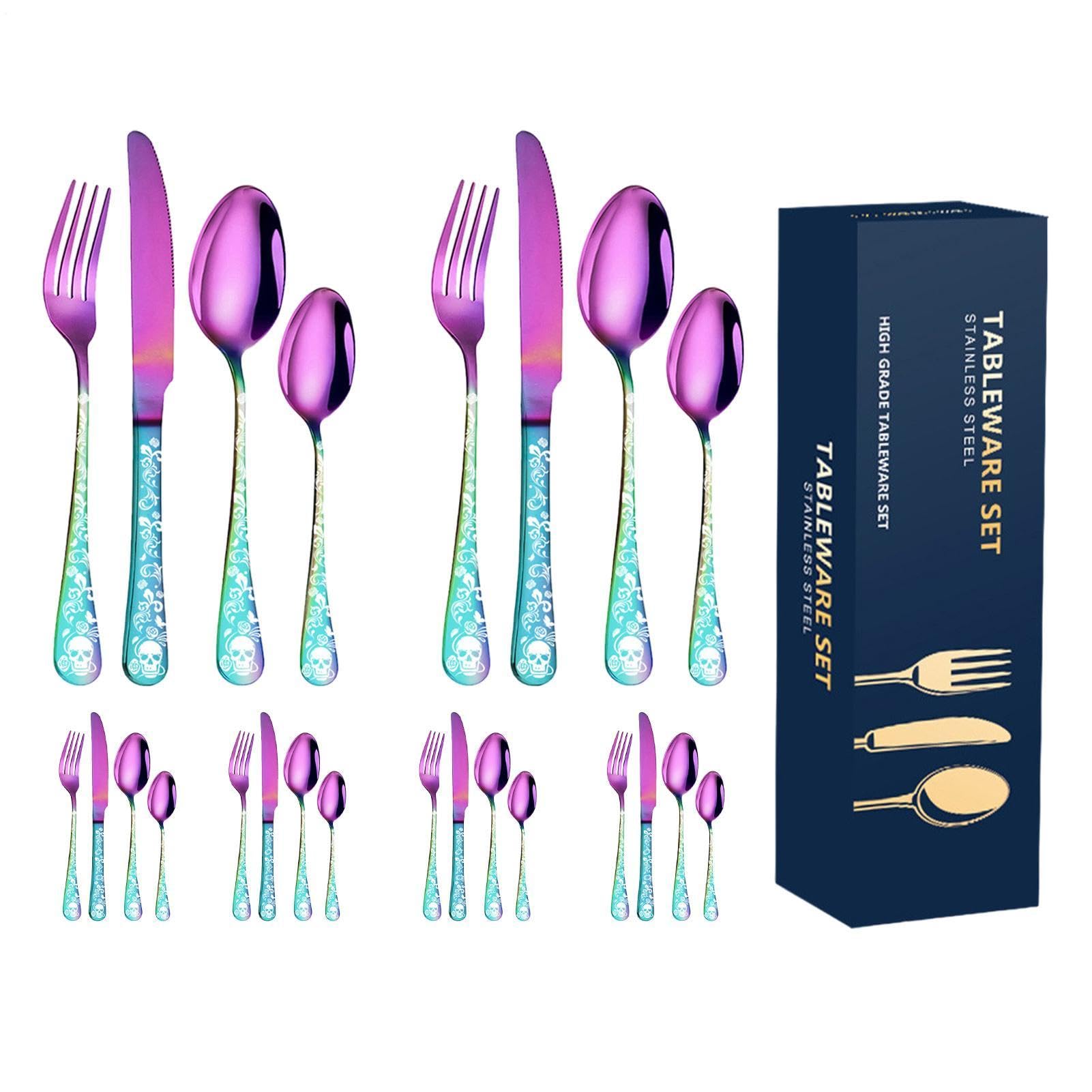 Küchenbesteck-Sets, Besteck-Set aus Edelstahl 24-teiliges | Tragbare Küchengabeln und -löffel, Besteck für das Essen in der heimischen Küche, beim Camping