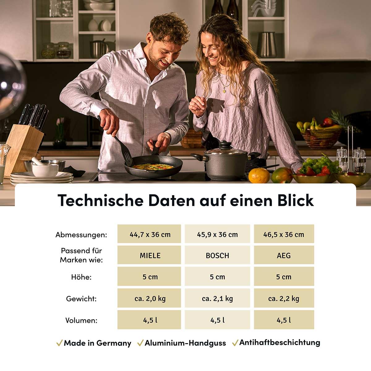 Hoffmann Antihaft-Backplatte massive Ausführung, 4,5 cm Innenhöhe – fettfreies Kochen, bis 250 °C backofentauglich, Backblech passend für alle gängigen Hersteller/made in Germany (465x360 mm)