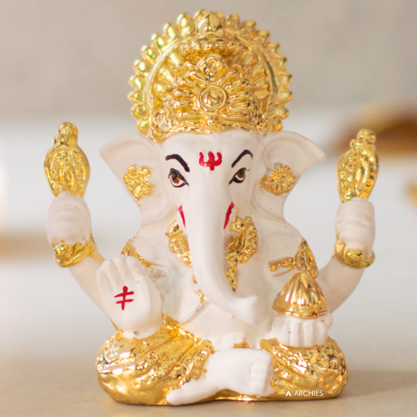 ARCHIES Ganesha Idol Decoration Items for Home Decor | Diwali Gifts/Ganesh Chaturthi/Car Dash Board/Laxmi Ganesh Murti/Ganpati Statue Showpiece - ARK157