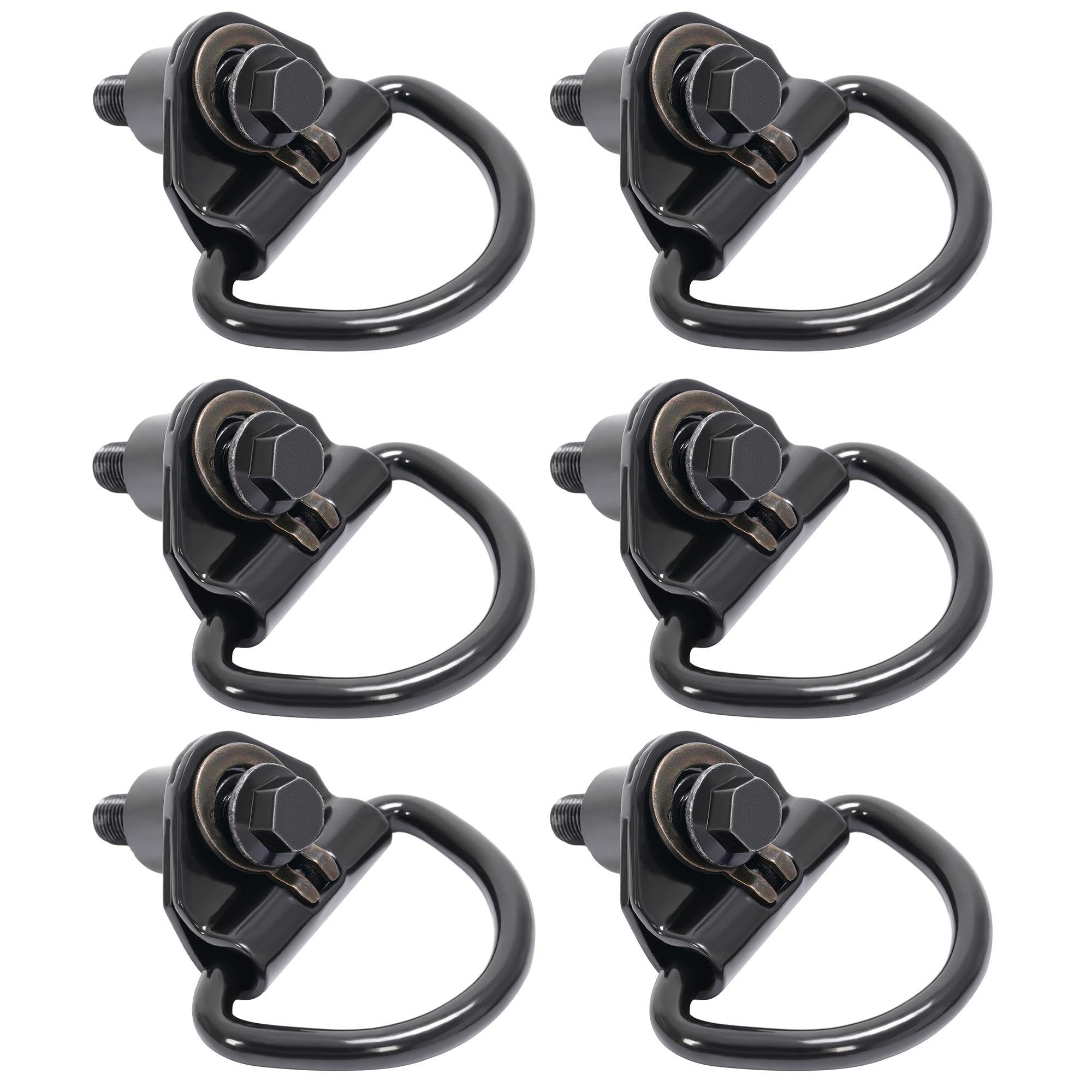 KUAFU 6Pcs Cargo D-Hooks Compatible with 2015-2024 Ford Transit-150 250 350 Cargo Vans D Rings Steel Powder Coated Black