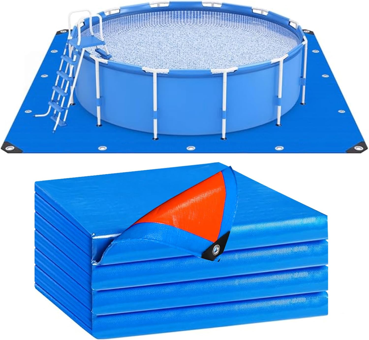 succulentlovers 17FT Double Sided Pool Floor Mat - Square Pool Liner Pool Pads for Above Ground Pool Heavy Duty Swimming Pool Tarps Ground Cloth for Preventing Punctures & Extending Liner's Life