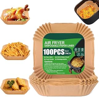 VITEVER 100 PCS Air Fryer Paper Sheets, Disposable Paper Liner for Microwave, Oil-Proof Air Fryer Parchment Paper for Fryi Price In India