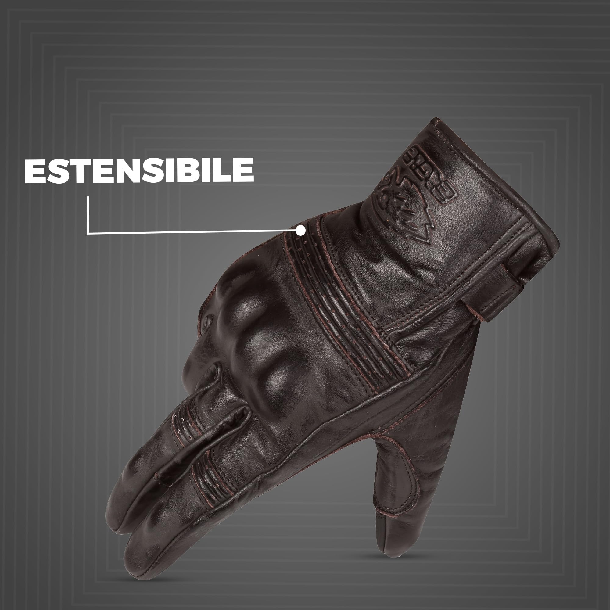 STORM Guanti da Moto in Pelle Vintage per Uomo Estivi | Protezione Nocche, Touchscreen, Traspiranti, Regolabili, Per Motociclismo, Scooter, Motocross