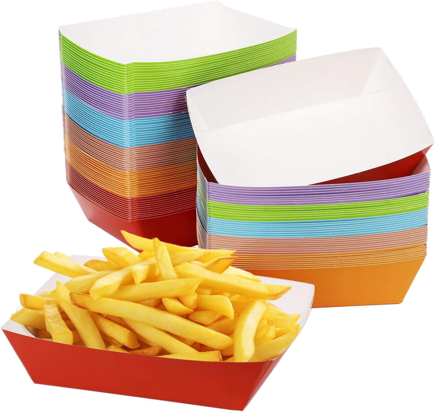 LUTER 120pcs Disposable Paper Food Tray, Multicolor Food Serving Trays ...
