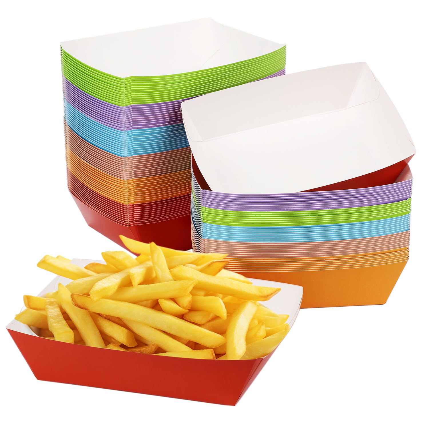 120 Pcs 6 Colors Paper Food Trays Grease Proof Food Serving Trays - View #8