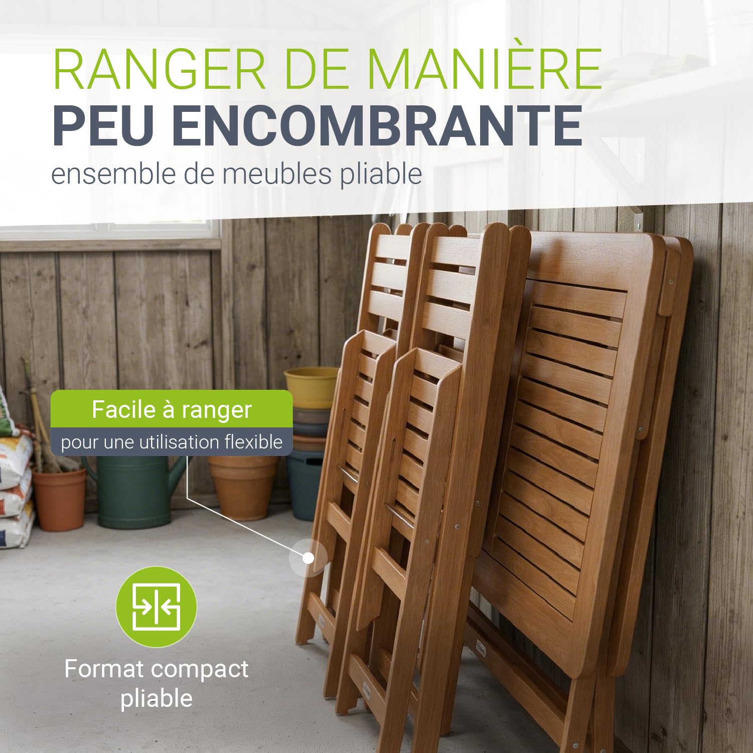 Juskys® Ensemble de mobilier de Jardin Rimini - Naturel, Bois d'acacia, Comprenant Un Ensemble de 4 chaises et Une Table, Stable, Durable