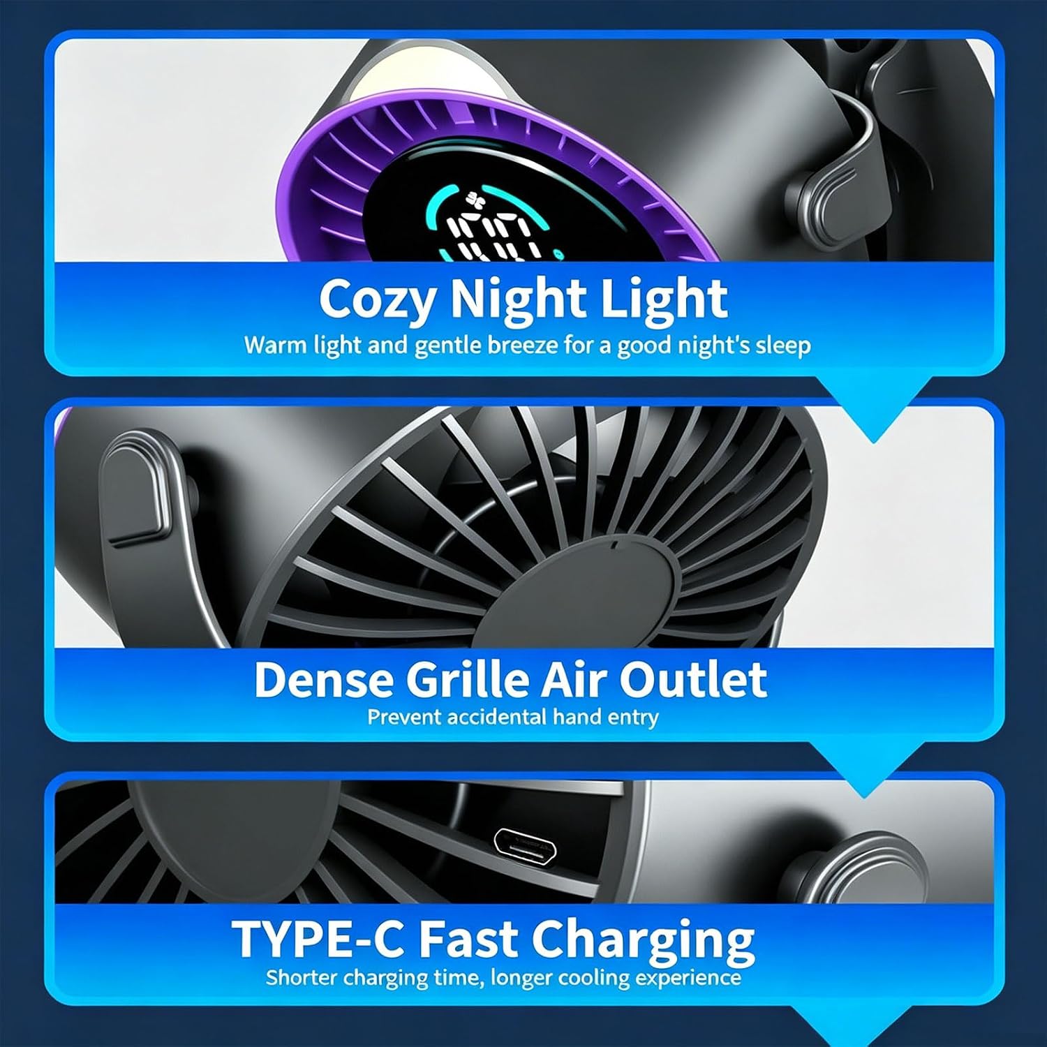 Clip on Desk Fan with 100 Speed Settings and Built in Display for Home Study Use Clip on Bedside Fan