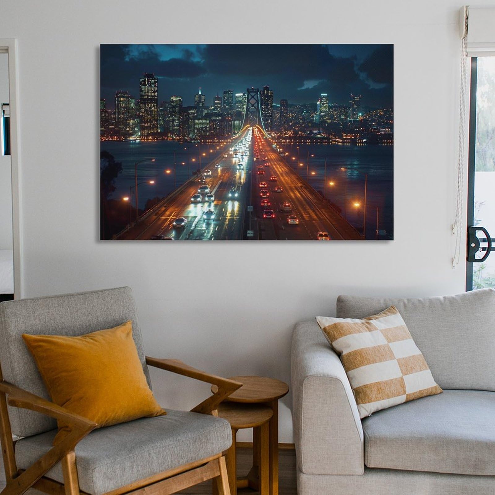 Amazon.co.jp: 絵画 ゴールデンゲートブリッジから眺める街の夜景