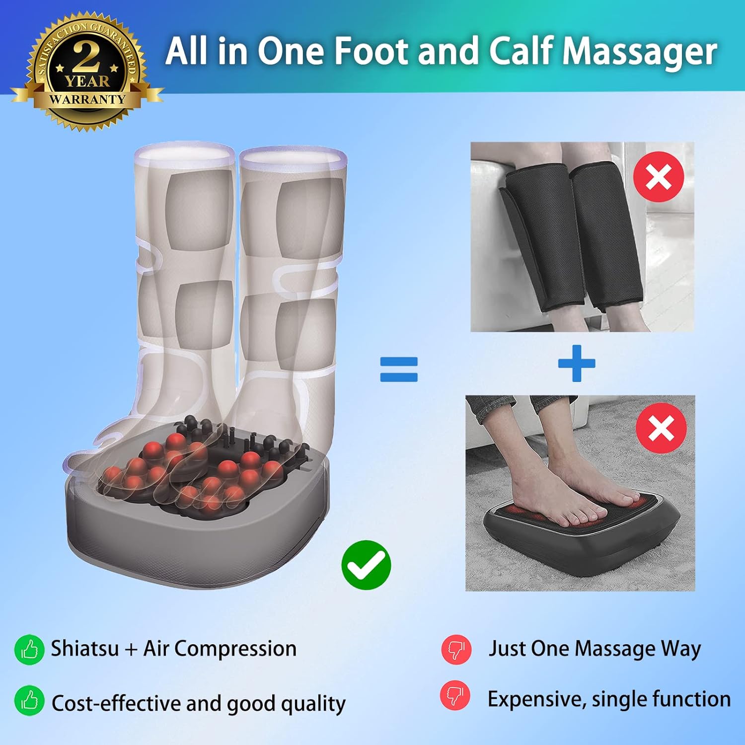 Air Compression Leg Massager with Heat, Foot and Leg Massager for Circulation and Pain Relief, Leg Wraps Massage Boots Machine for Home Use with Portable Handheld Controller - 2 Modes & 2 Intensities : Health & Household