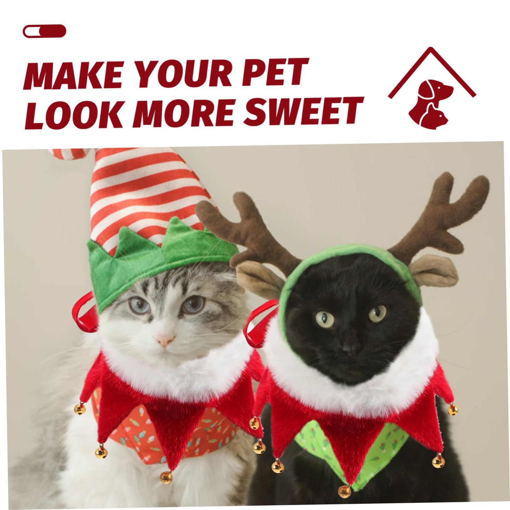 Collier de Noël pour Chien avec Clochette Accessoire Léger et Facile à Enfiler Collier Classique pour Chiot et Chat