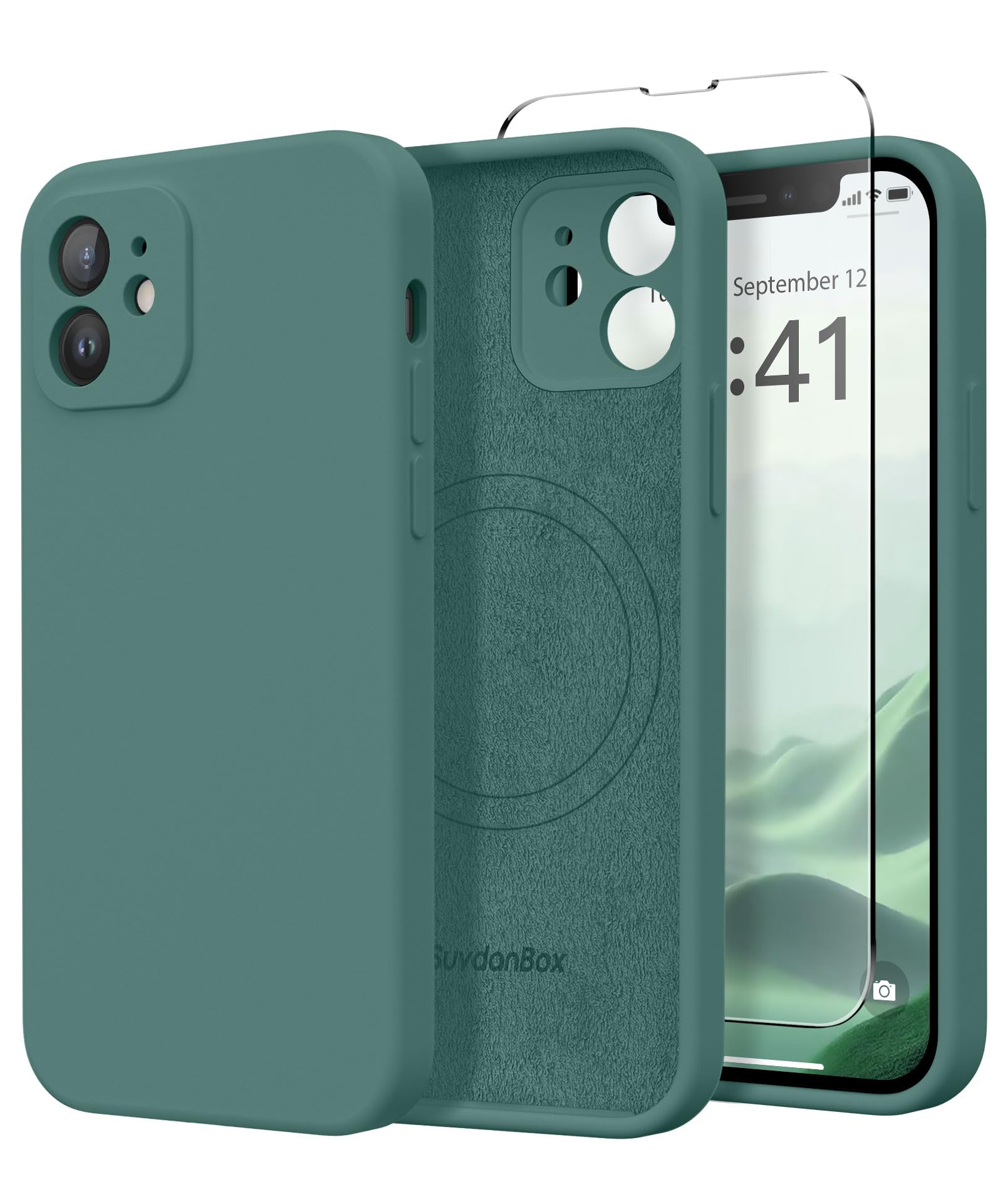 Magnetic for iPhone 12 Case Silicone Midnight Green