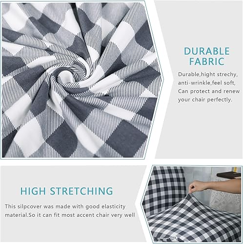 Miniatura 5 de Iauddy Funda para silla sin brazos, elástica, de elastano, impresa, extraíble, antideslizante, para silla sin brazos, para sala de estar, comedor
