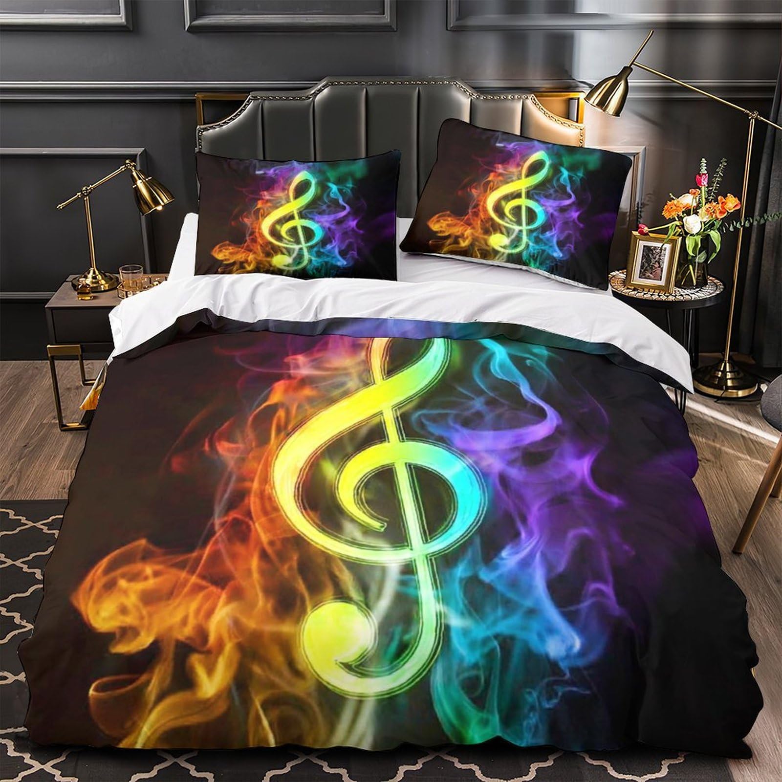 Housse de couette notes musicales 200x200 anti-acarien avec zip pratique