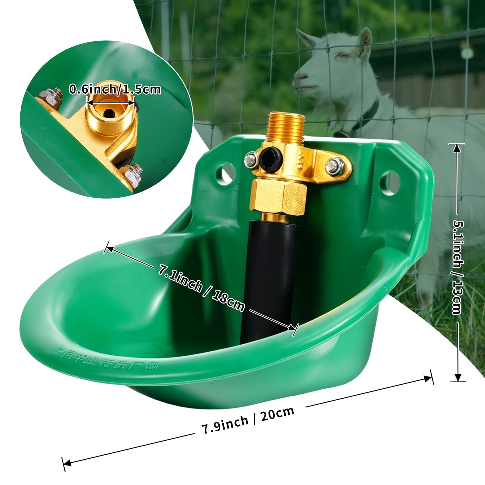 Abreuvoir Automatique pour Moutons, Veaux, Bovins, Cochons, Chiens, Porcelets (Valve d'eau en Cuivre)