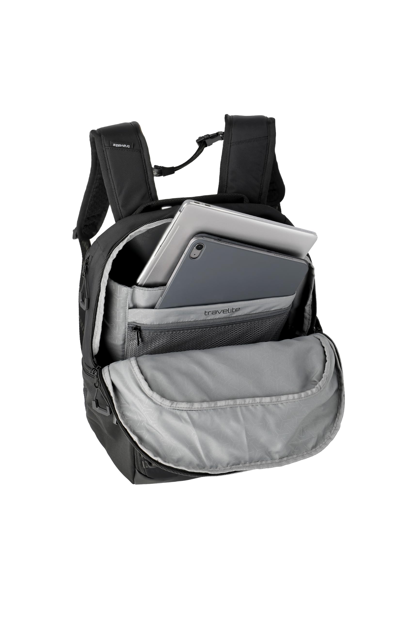 Travelite Rucksack VENTURE LINE Größe M, 22 Liter, Laptop bis 15,6 Zoll | Reiserucksack aus robustem Nylon mit Aufsteckfunktion, Handgepäck fürs Flugzeug, Daypack für Damen & Herren, Business & Uni