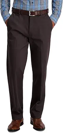 Haggar Men's Iron Free Premium Khaki Classic Fit Flat Front Expandable Waist Casual Pant (Regular and Big & Tall Sizes)