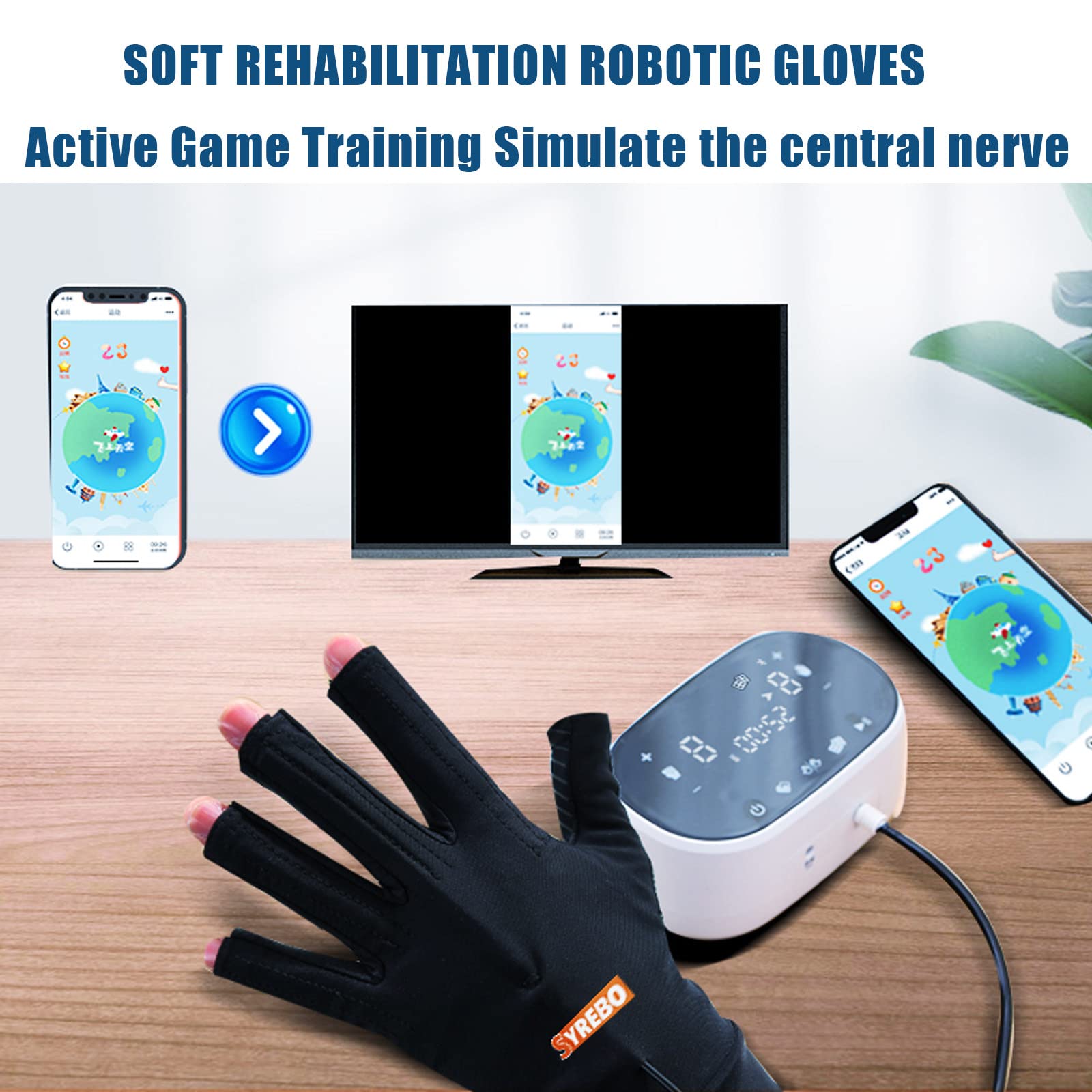 AALGO Dedos Rehabilitación Robot Guantes con Modo De Espejo Y Entrenamiento Dedos Separado Ejercicio De Flexión Y Extensión De Mano Ortesis Dedo Minimizar La Espasticidad,RightHand-XL