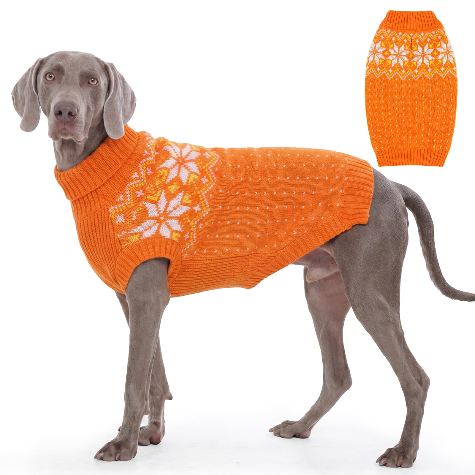 FUAMEY Maglione natalizio per cani, caldo maglione per cani classico fiocco di neve maglione a collo alto per Capodanno, maglione per cani di taglia piccola e media, cuccioli e gatti, bulldog, corgi