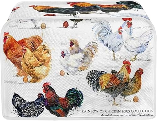 Cubierta para tostadora con estampado de gallo, 2 rebanadas, para electrodomésticos de cocina, decorativo, a prueba de polvo, patrón de pollo, para