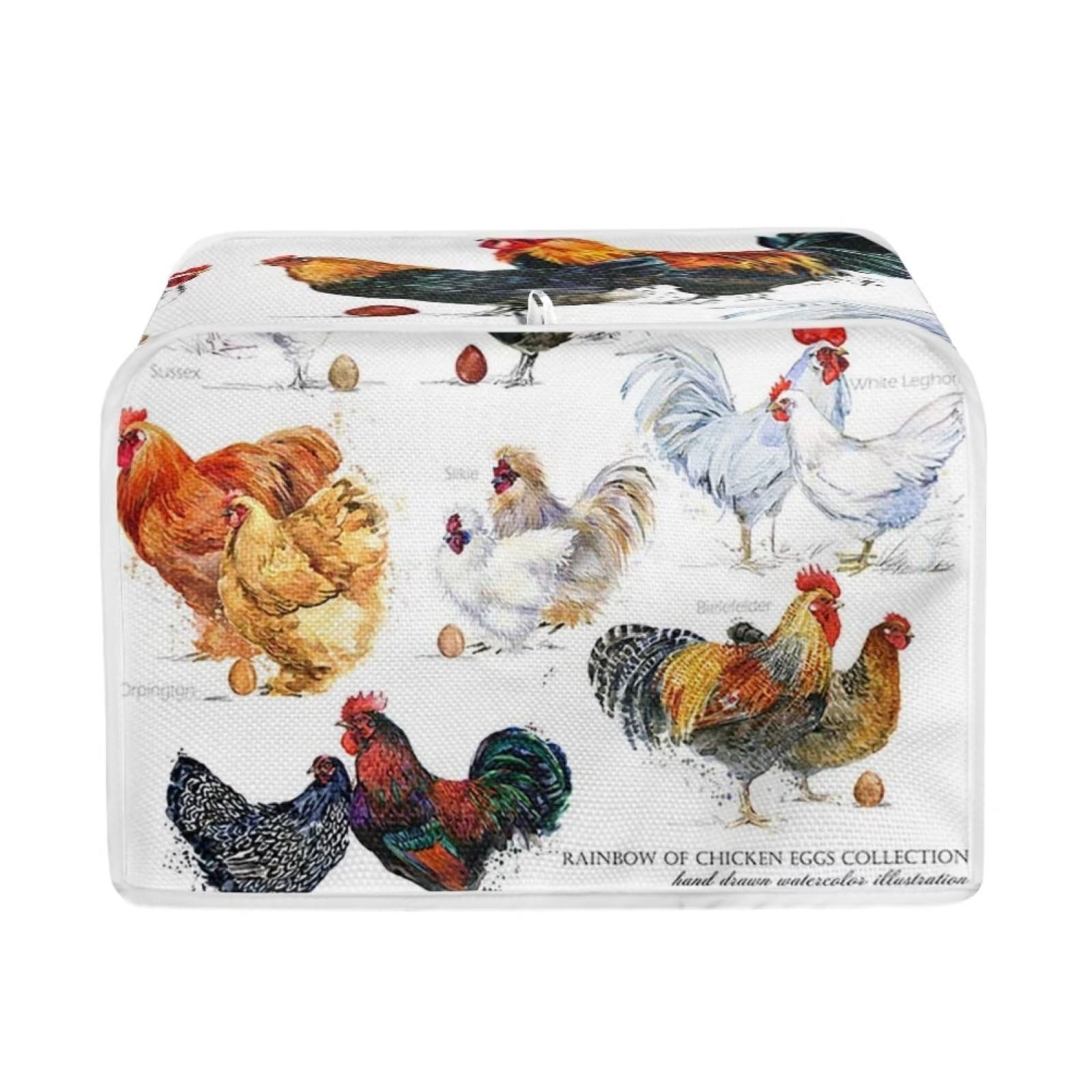 JSLXYYBQ Rooster Print Toaster Cover 2 Slice, Kitchen Appliance Decorative Dustproof Chicken Pattern Bread Maker Cover Women Gift