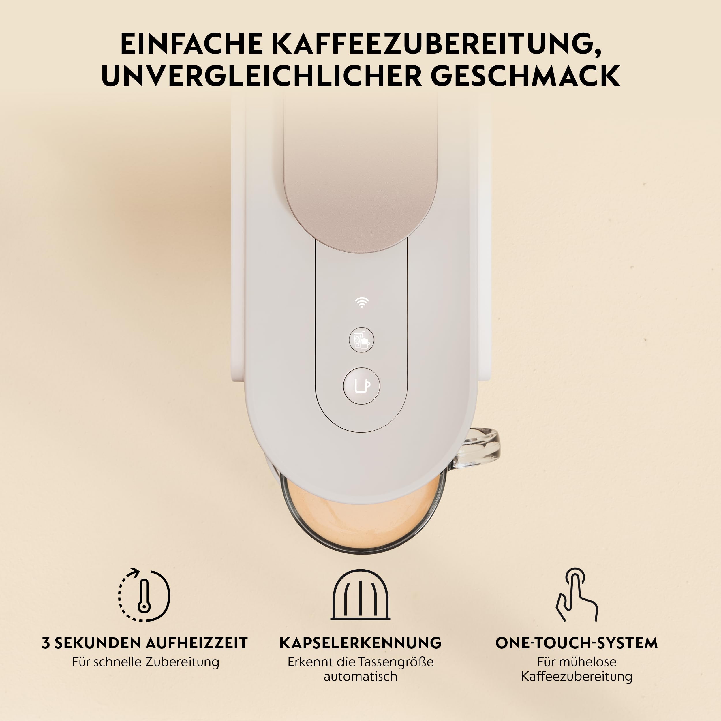 NESPRESSO Delonghi Vertuo Up Kaffeekapselmaschine für 5 Tassengrößen | 3 Sekunden Aufheizzeit | One Touch Kaffee Zubereitung | 1,4 L Wassertank | Kompaktes Design | Weiß (ENV200.W)
