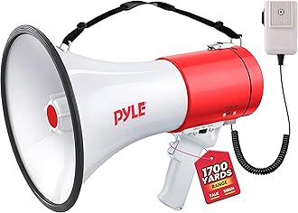 Megaphone Speaker PA Bullhorn 50W – Long Range 365 Metres with Built In Siren and Record Function for Sports, Events, Safety and Crowd Management