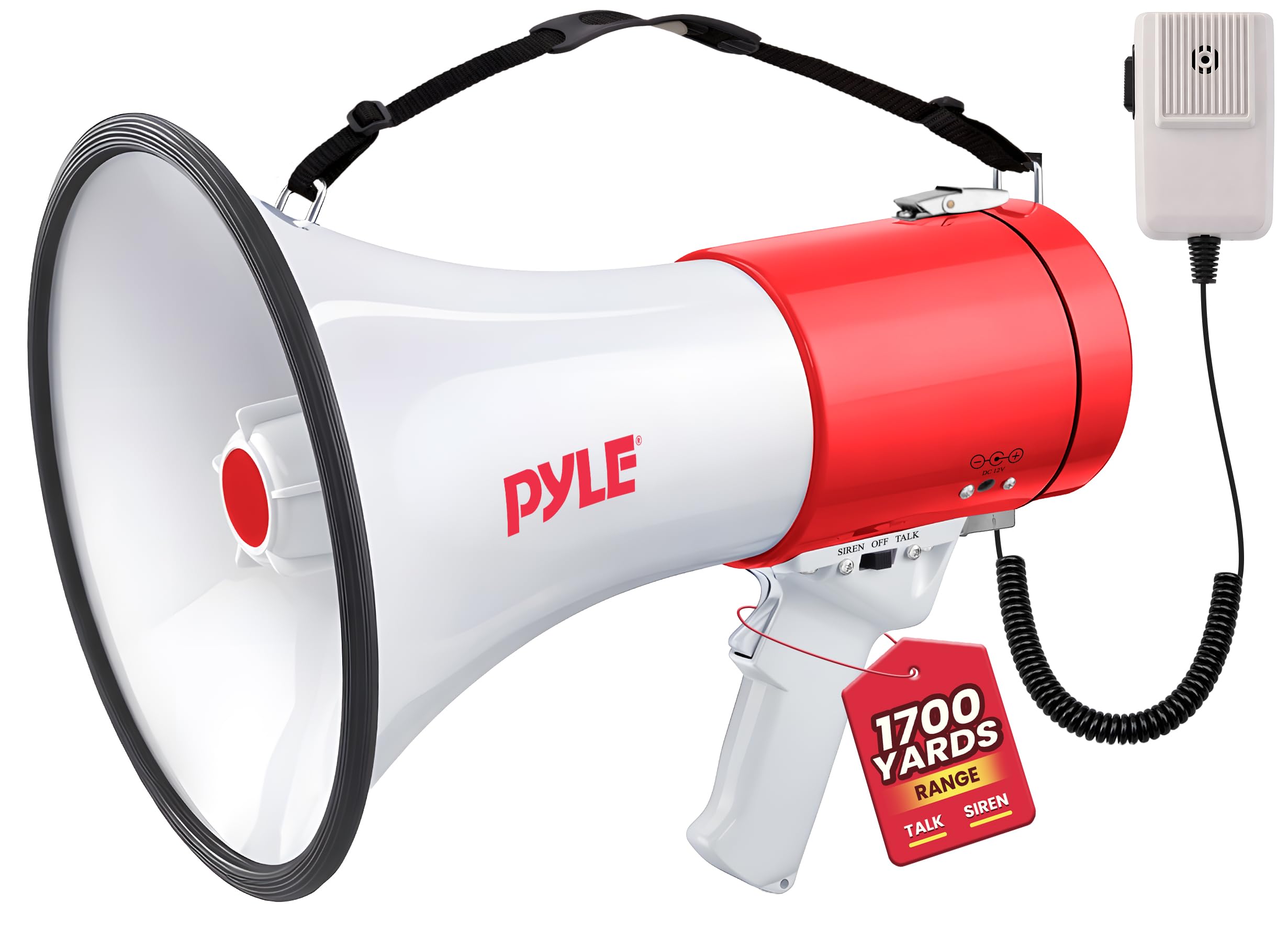 Pyle Megaphone Speaker PA Bullhorn - with Built-in Siren 50 Watts