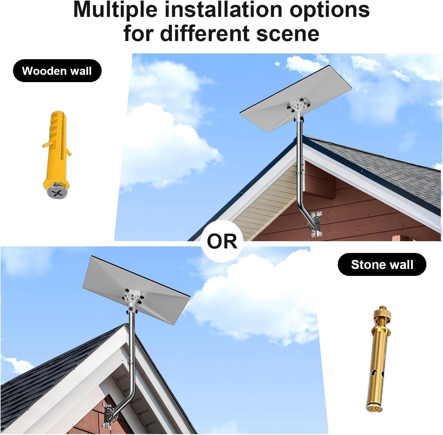 Starlink Mount for Standard 4/4x/Gen 3, 24-Inch 430 Stainless Steel Pole Bracket, Adjustable Roof/Wall Mount Kit with Aluminum Pipe Adapter, 160° Tilt & 360° Rotation