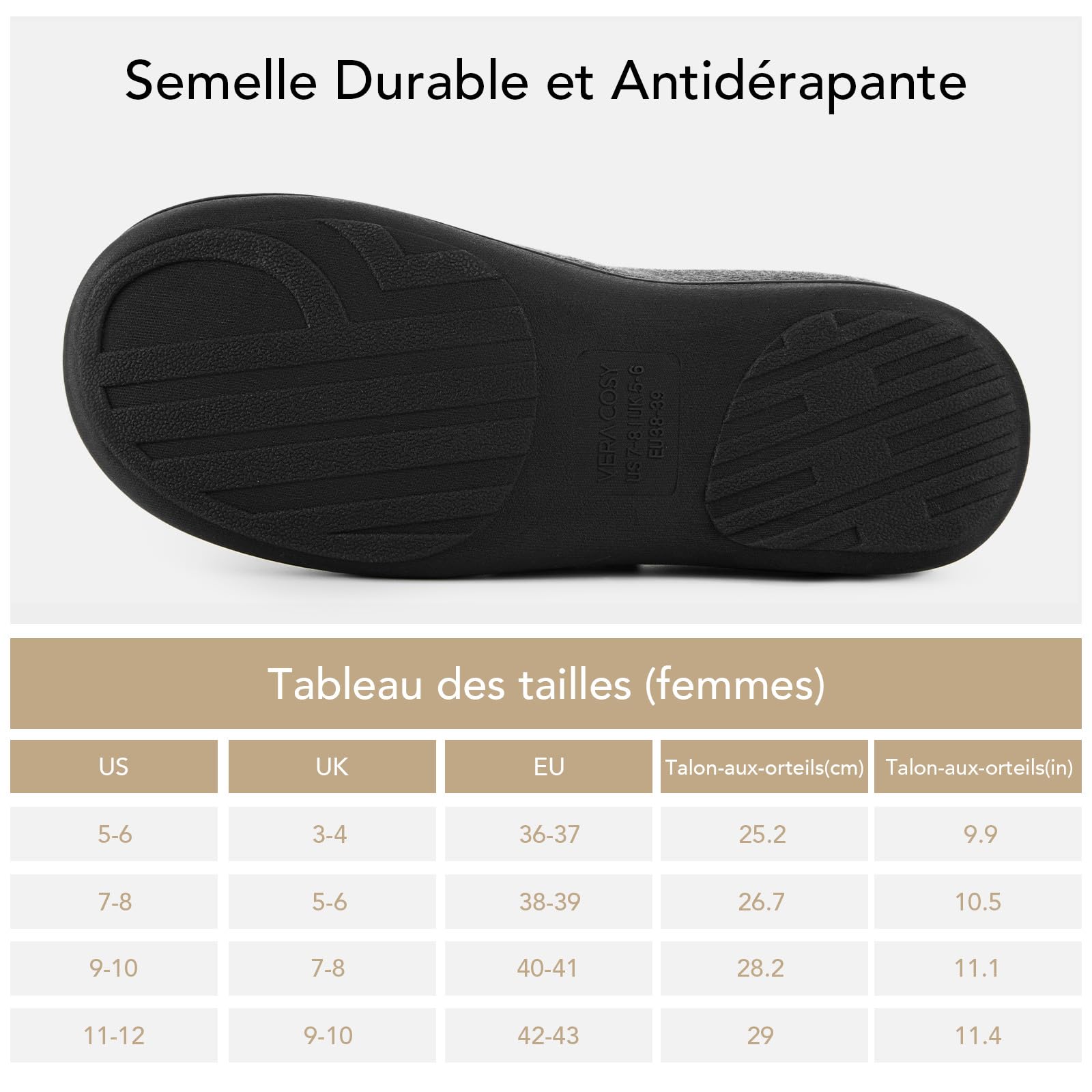 VeraCosy Chaussons confortables à deux tons pour femmes