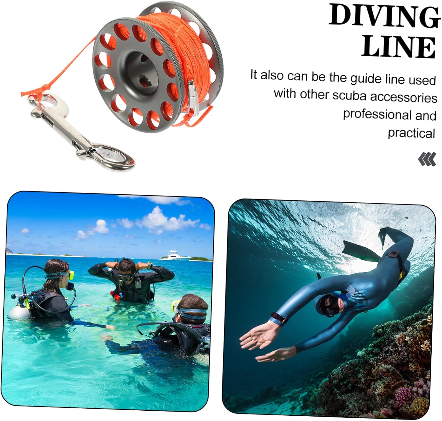 Sosoport 1 Roll Underwater Diving Spool Grey Dive Reel for Scuba Diving Portable Guide Line Tool for Technical Compatible with Various Accessories