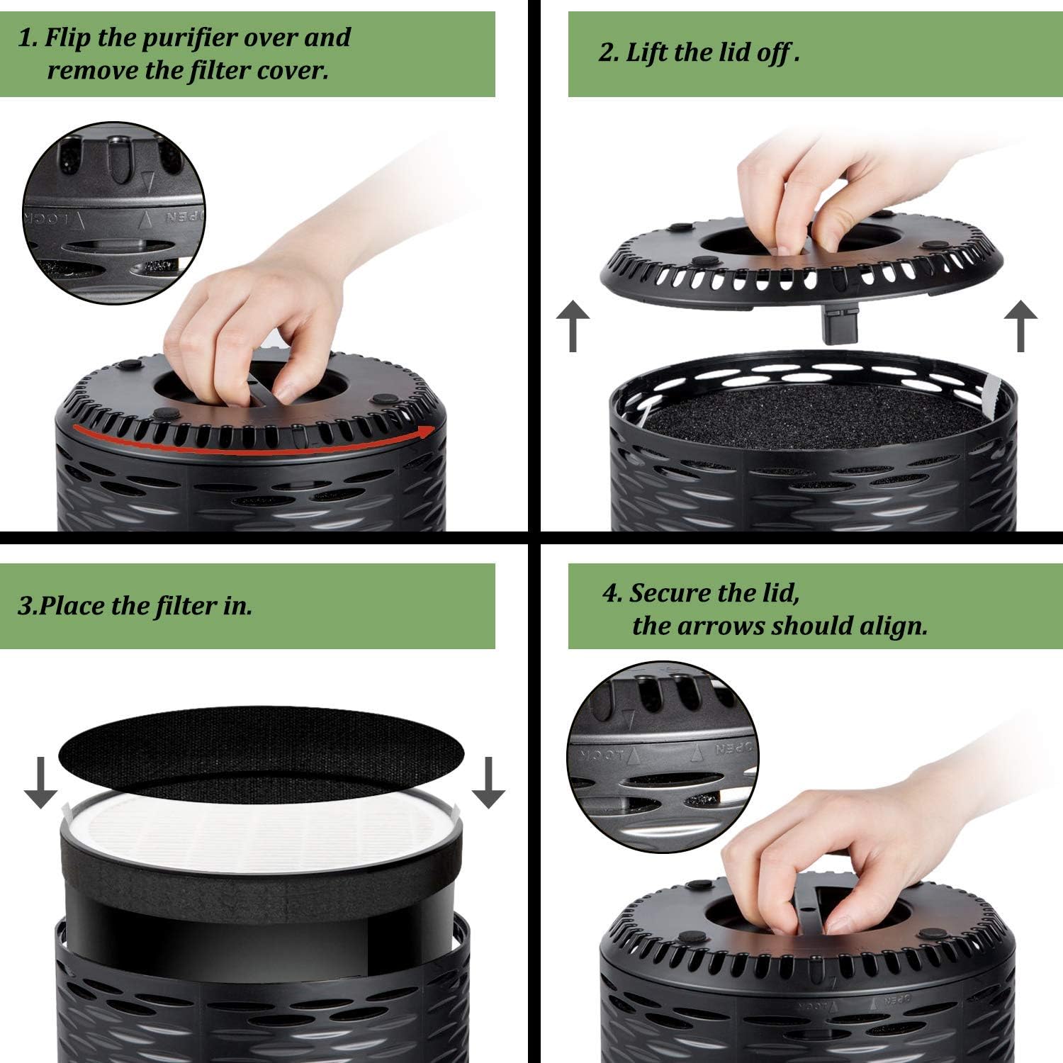 Hongfa LV-H132 Replacement Filters for Levoit Air Purifier, 3-in-1 Nylon Pre True HEPA Filter, True HEPA and Activated Carbon Filters Set LV-H132-RF - Image 3