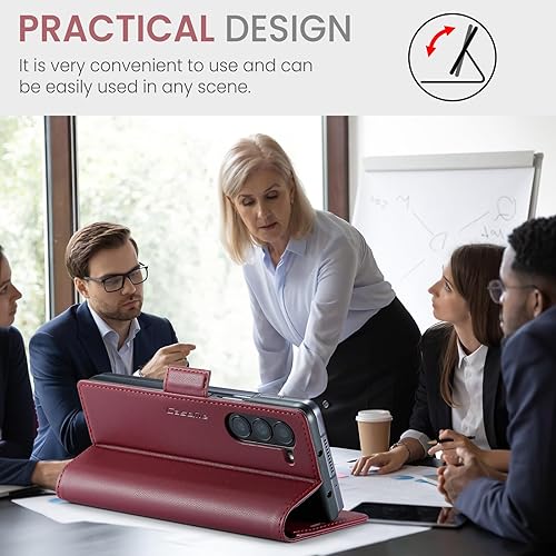 Miniatura 10 de LBYZCASE Funda tipo cartera para Galaxy Z Fold 5 (5G 2023) tarjetero con bloqueo RFID, cuero con función atril, magnética, a prueba de golpes, funda